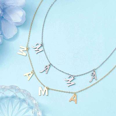 304 Stainless Steel Letter MAMA Pendant Necklace NJEW-JN04702-1