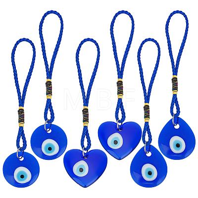 6Pcs 3 Styles Handmade Lampwork Evil Eye Car Rearview Mirror Pendant Decorations HJEW-ME00111-1