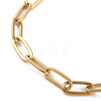 Ion Plating(IP) 304 Stainless Steel Paperclip Chain Bracelets for Women BJEW-C046-02G-1