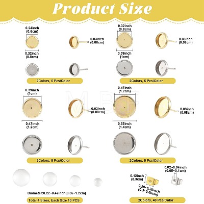 DIY 304 Stainless Steel Flat Round Stud Earring Making Kits DIY-FS0010-53-1