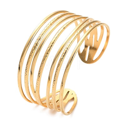 304 Stainless Steel Multi Line Cuff Bangles BJEW-F457-05G-1