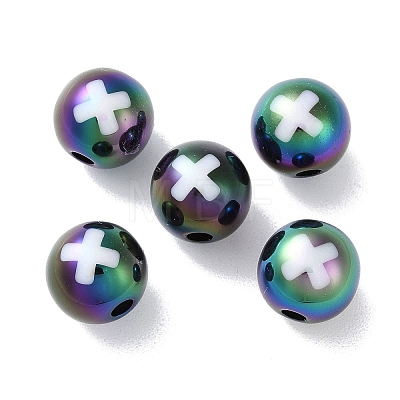 UV Plating Rainbow Iridescent Acrylic Beads OACR-H112-18B-1