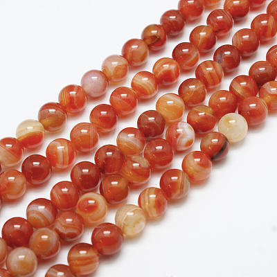 Natural Red Agate Bead Strands G-G880-05-10mm-1