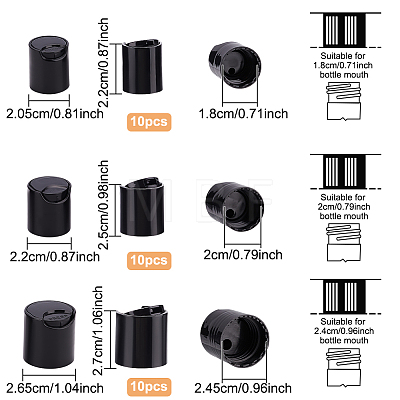 30Pcs 3 Style PP Plastic Press Caps AJEW-BC0003-83A-1