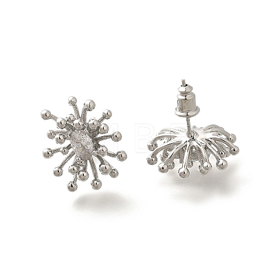 Brass Micro Pave Clear Cubic Zirconia Stud Earrings LS-EJEW-A121-06P-1