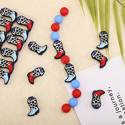 CHGCRAFT 20Pcs 2 Colors Cowboy Boot Silicone Focal Beads SIL-CA0003-19-1