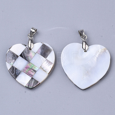 Single-Sided Natural Black Lip Shell and White Shell Pendants SSHEL-N034-09-1