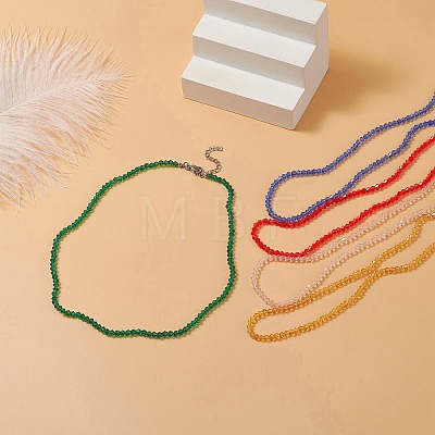 Transparent Glass Bicone Beaded Necklaces with 304 Stainless Steel Lobster Claw Clasp & Chain Extender NJEW-JN04223-1