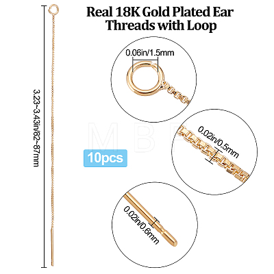 10Pcs Brass Stud Earring Findings with Loop KK-BBC0004-07-1