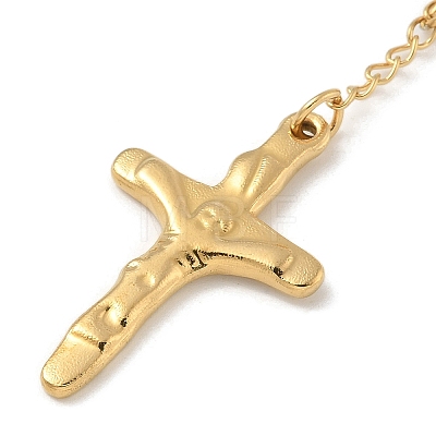 PVD Vacuum Plating 201 Stainless Steel Rosary Bead Necklaces NJEW-L427-22G-1