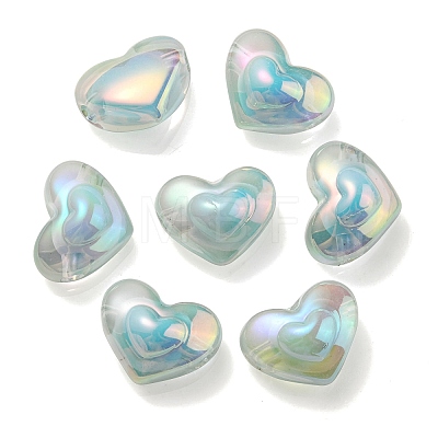 UV Plating Rainbow Iridescent Transparent Acrylic Beads OACR-C007-04A-1