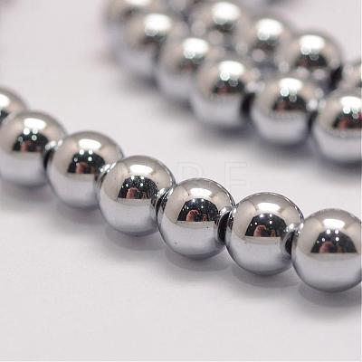 Grade AA Magnetic Synthetic Hematite Bead Strands G-P258-05-8mm-1