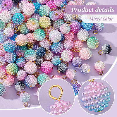 Imitation Pearl Acrylic Charms PALLOY-AB00229-1