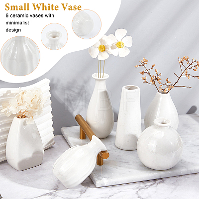  6Pcs 6 Style Mini Ceramic Floral Vases for Home Decor BOTT-NB0001-05-1