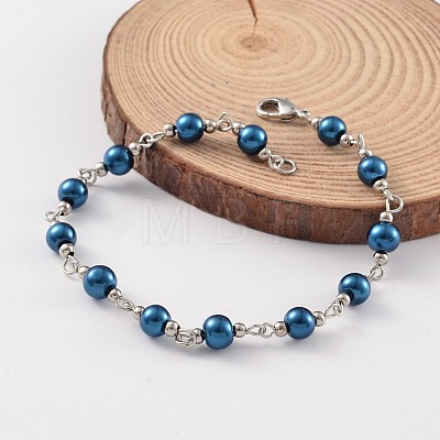 Glass Pearl Beads Anklets AJEW-AN00132-1