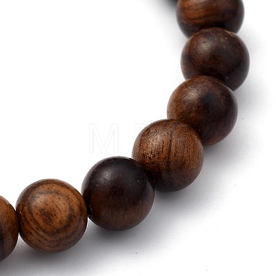 Unisex Natural Wood Beaded Stretch Bracelets Sets BJEW-JB05463-1