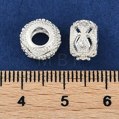 Brass Micro Pave Cubic Zirconia European Beads KK-I719-19S-1