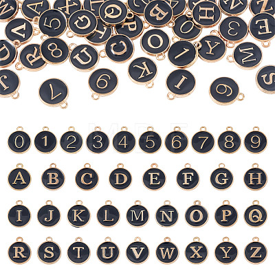 36Pcs 36 Styles Letter A~Z & Number 0~9 Alloy Enamel Charms ENAM-TA0003-11A-1