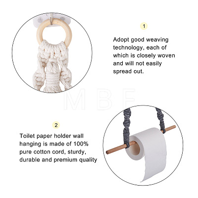 3 Sets 3 Colors Toilet Wall Hanging Hand-Woven Rope Holder HJEW-CF0001-06-1