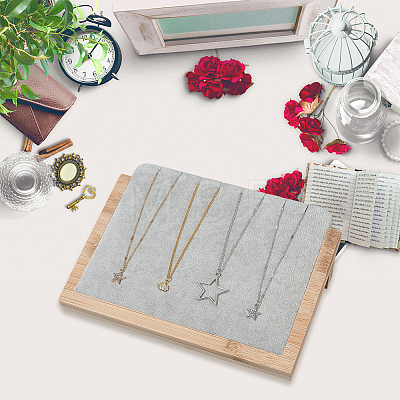 Wooden Slant Back Necklace Organizer Jewelry Display Stands AJEW-WH20033-046D-1