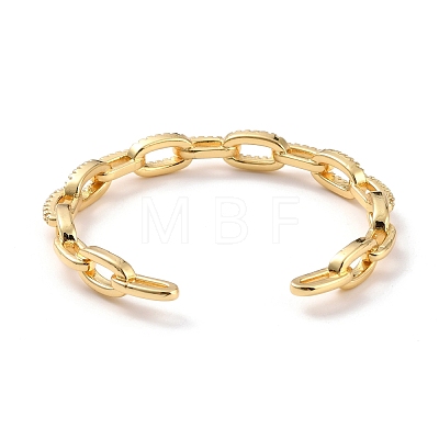 Spling Cable Chain-shaped Cubic Zirconia Cuff Bangle BJEW-D448-08G-RS-1