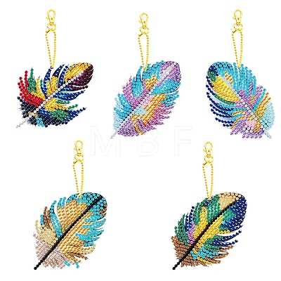 DIY Diamond Painting Feather Keychain Kits PW-WGA5AAF-01-1