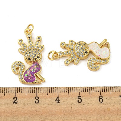 Brass Pendants Micro Pave Cubic Zirconia with Synthetic Opal KK-K356-02G-1