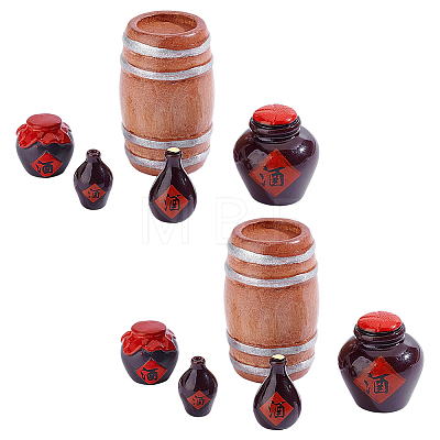 5Pcs Wood Barrels Miniature Ornaments DIY-WH0308-915-1