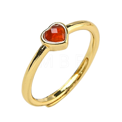 Heart Natural Carnelian Adjustable Rings RJEW-Q818-02G-01-1