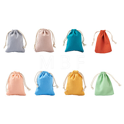 40Pcs 8 Colors Polycotton Canvas Packing Pouches ABAG-MB0001-07-1