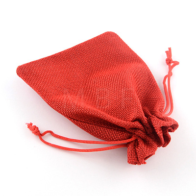 Polyester Imitation Burlap Packing Pouches Drawstring Bags X-ABAG-R004-14x10cm-M1-1