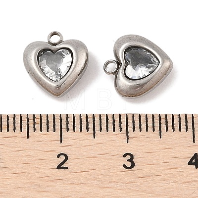 304 Stainless Steel Micro Pave Cubic Zirconia Charms STAS-S131-17P-04-1