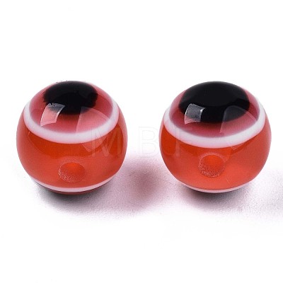 Round Evil Eye Resin Beads RESI-R159-6mm-05-1