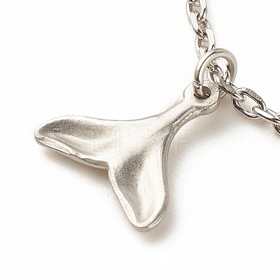 2Pcs 2 Style 304 Stainless Steel Whale Tail Charm Anklets Set AJEW-AN00491-1