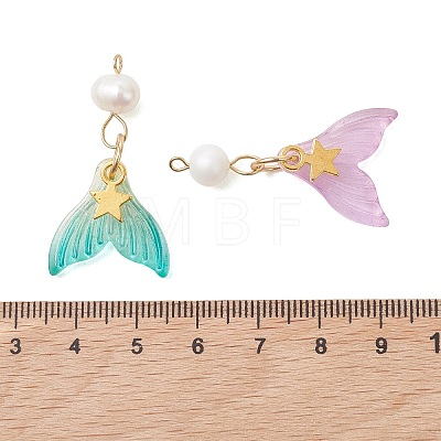 Spray Painted Glass & Natural Pearl & Alloy Pendants PALLOY-JF05240-1