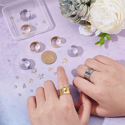 Unicraftale DIY Star Charm Cuff Ring Making Kit DIY-UN0003-68-1