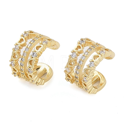 Brass Micro Pave Clear Cubic Zirconia Cuff Earring for Women EJEW-S225-19G-02-1