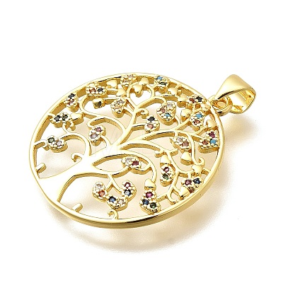 Rack Plating Brass Micro Pave Cubic Zirconia Pendants KK-L226-051G-01-1