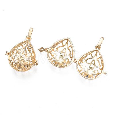 Rack Plating Brass Locket Pendants KK-N245-003G-1