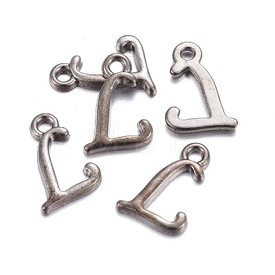 Gunmetal Plated Alloy Letter Pendants PALLOY-P097-03-L-1