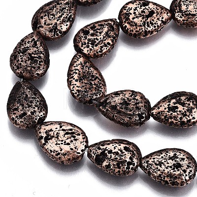 Electroplated Natural Lava Rock Bead Strands G-T131-87R-1