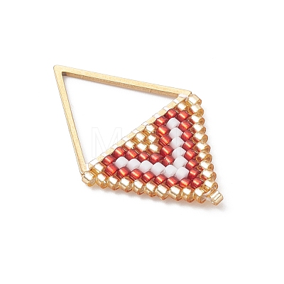 Glass Seed Beaded Rhombus Pendants PALLOY-MZ01085-1