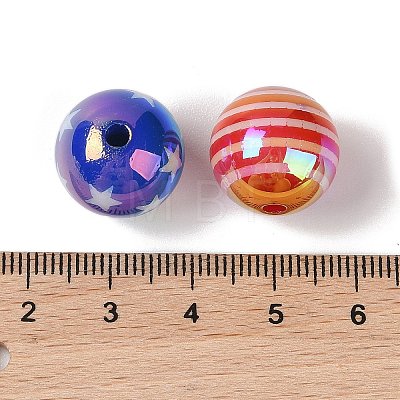 10Pcs UV Plating Colours Acrylic Beads OACR-S146-01F-1