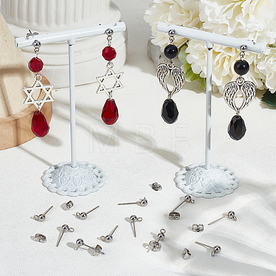 304 Stainless Steel Ball Post Stud Earring Findings STAS-BBC0004-75A-1