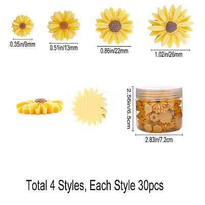 SUNNYCLUE Flatback Hair & Costume Accessories Ornaments Resin Flower Daisy Cabochons CRES-SC0001-41B-1