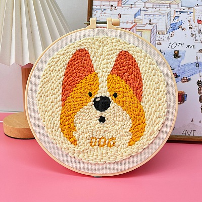 Dog Pattern Punch Embroidery Beginner Kits PW-WG34CD0-08-1