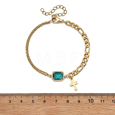 Cross 304 Stainless Steel Charm Bracelets BJEW-JB13967-1
