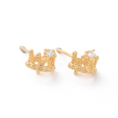 Long-Lasting Plated Brass Micro Pave Cubic Zirconia Stud Earring Findings X-KK-F741-61G-1