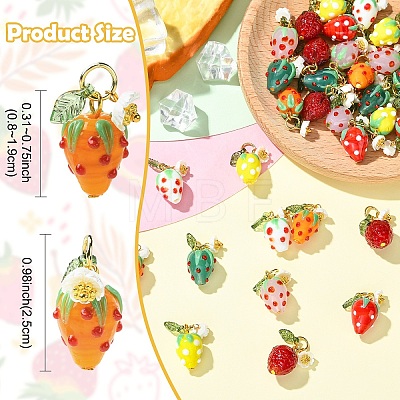 5Pcs Handmade Lampwork Pendants PALLOY-YW00108-01A-1