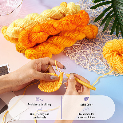 5 Bundles 5 Colors Yellow Theme Acrylic Fiber Yarn OCOR-TA0003-18A-1